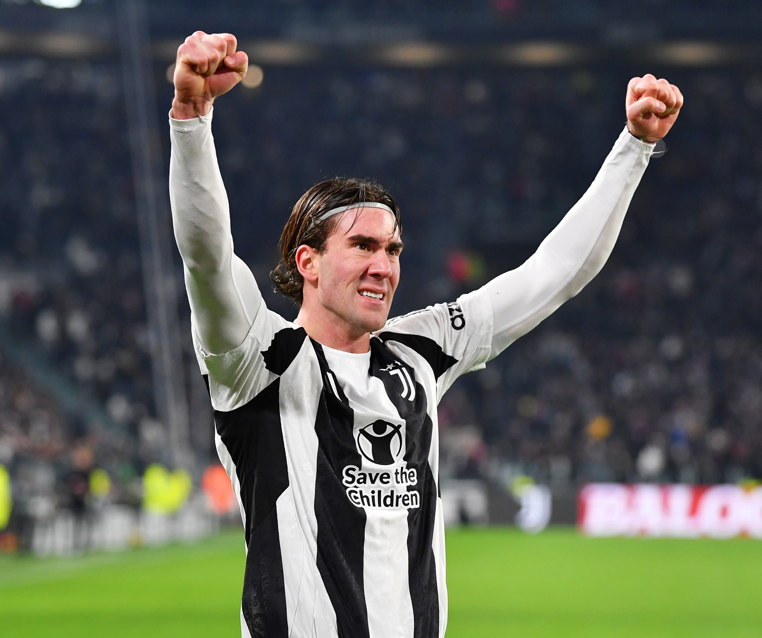 Dusan Vlahovic celebrates a goal for Juventus