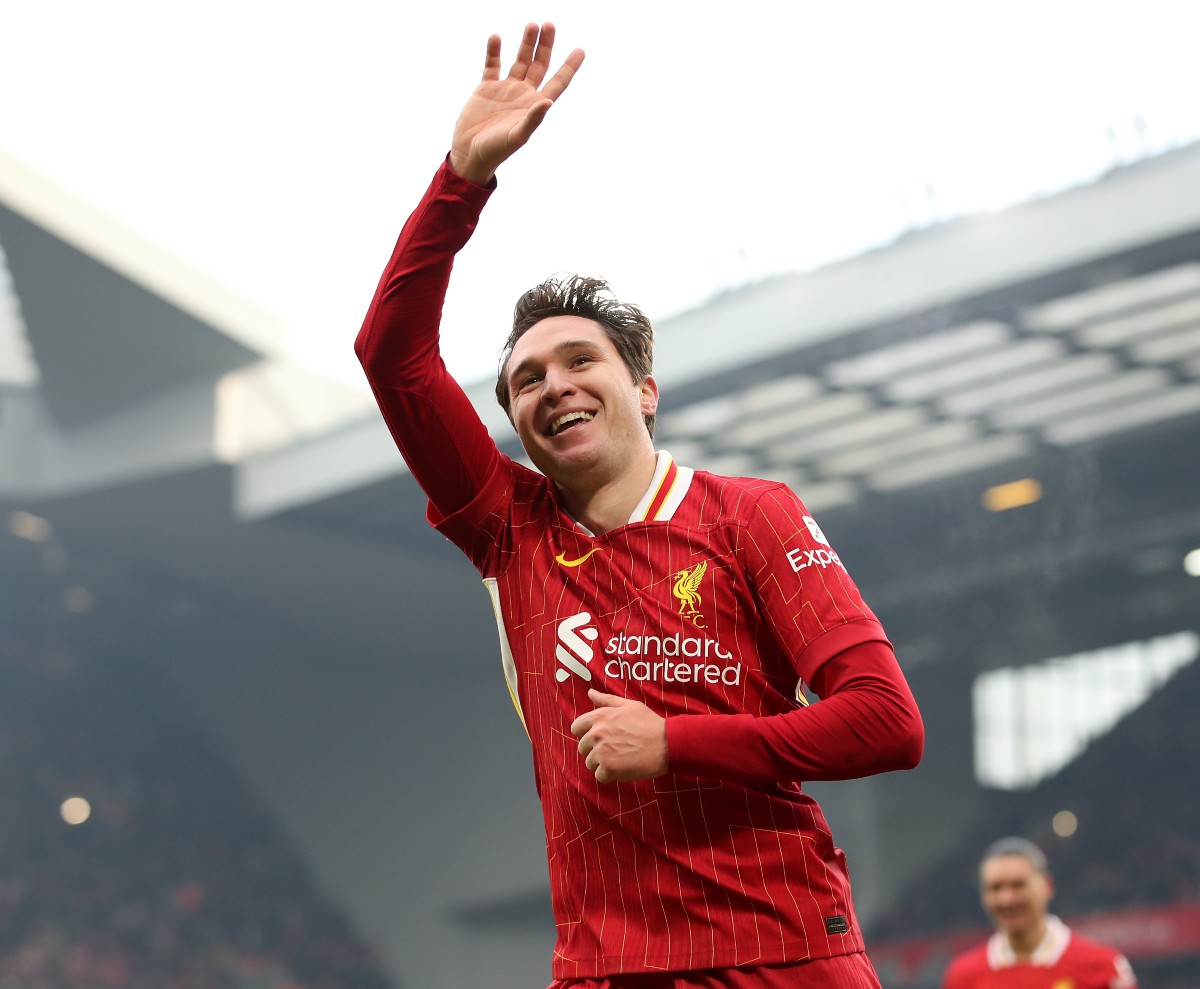 Federico Chiesa celebrates a goal for Liverpool