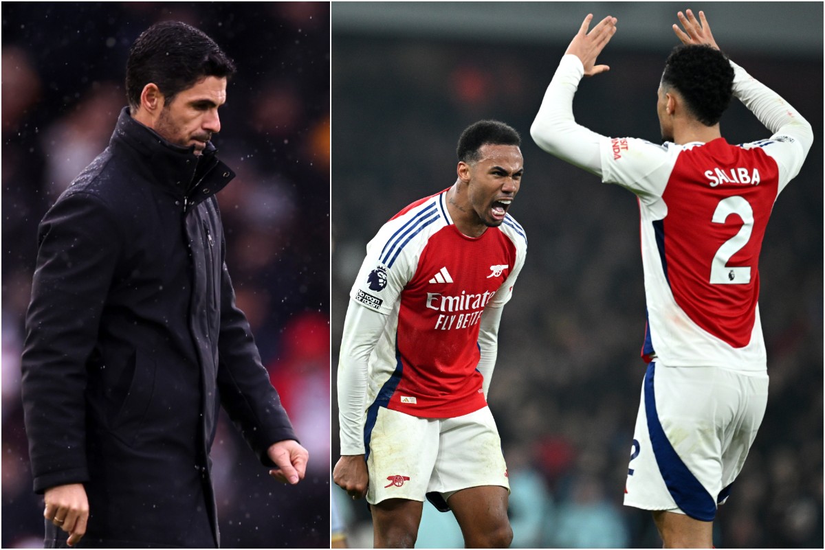 Mikel Arteta, Gabriel Magalhaes, and William Saliba