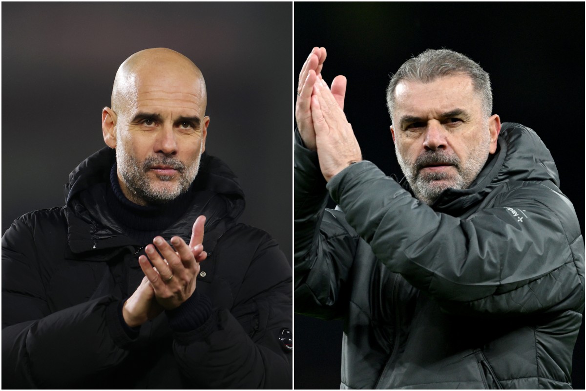 Pep Guardiola and Ange Postecoglou clapping