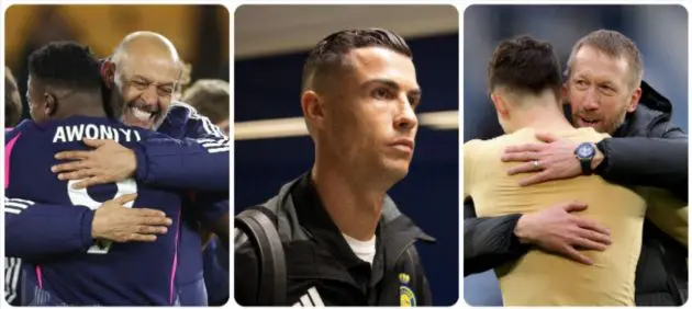 A composite image of Nuno Espirito Santo, Cristiano Ronaldo and Graham Potter