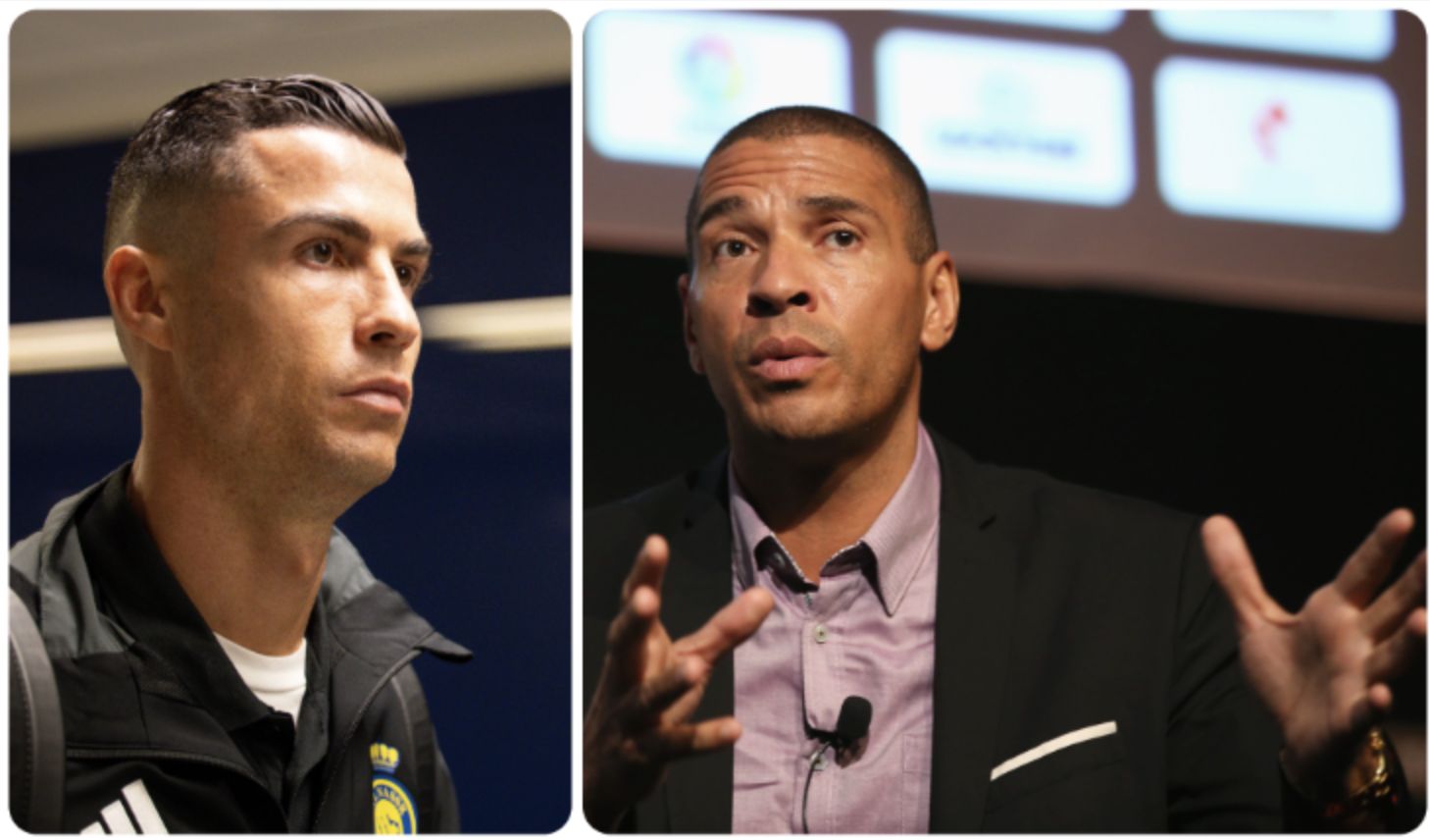 A composite image of Cristiano Ronaldo and Stan Collymore