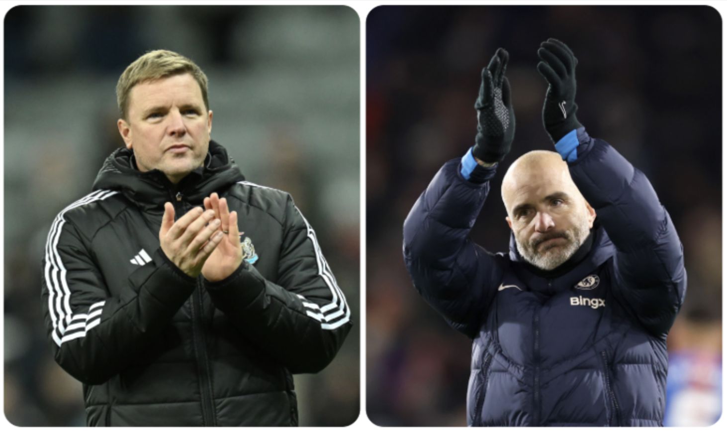 A composite image of Eddie Howe and Enzo Maresca.