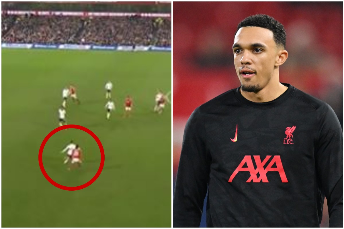 Trent Alexander-Arnold pass during Liverpool vs Nottingham Forest