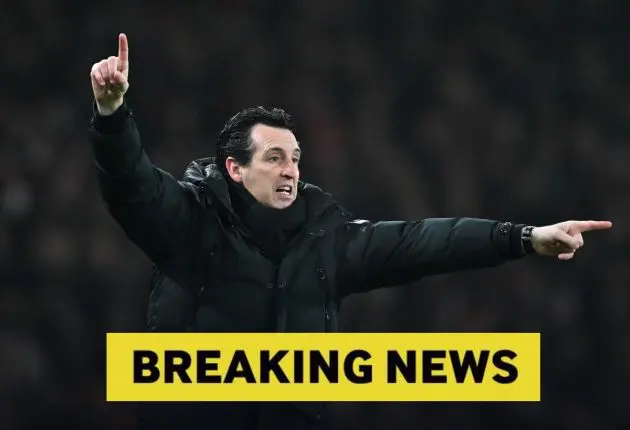 Unai Emery during Aston Villa's draw against Arsenal