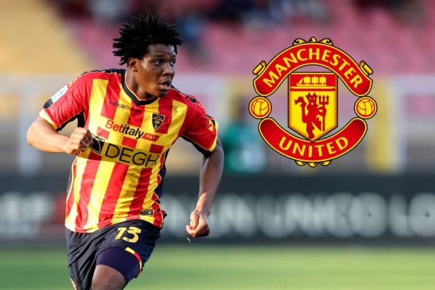 Patrick Dorgu of Lecce in action during the Serie A match between Lecce and Genoa