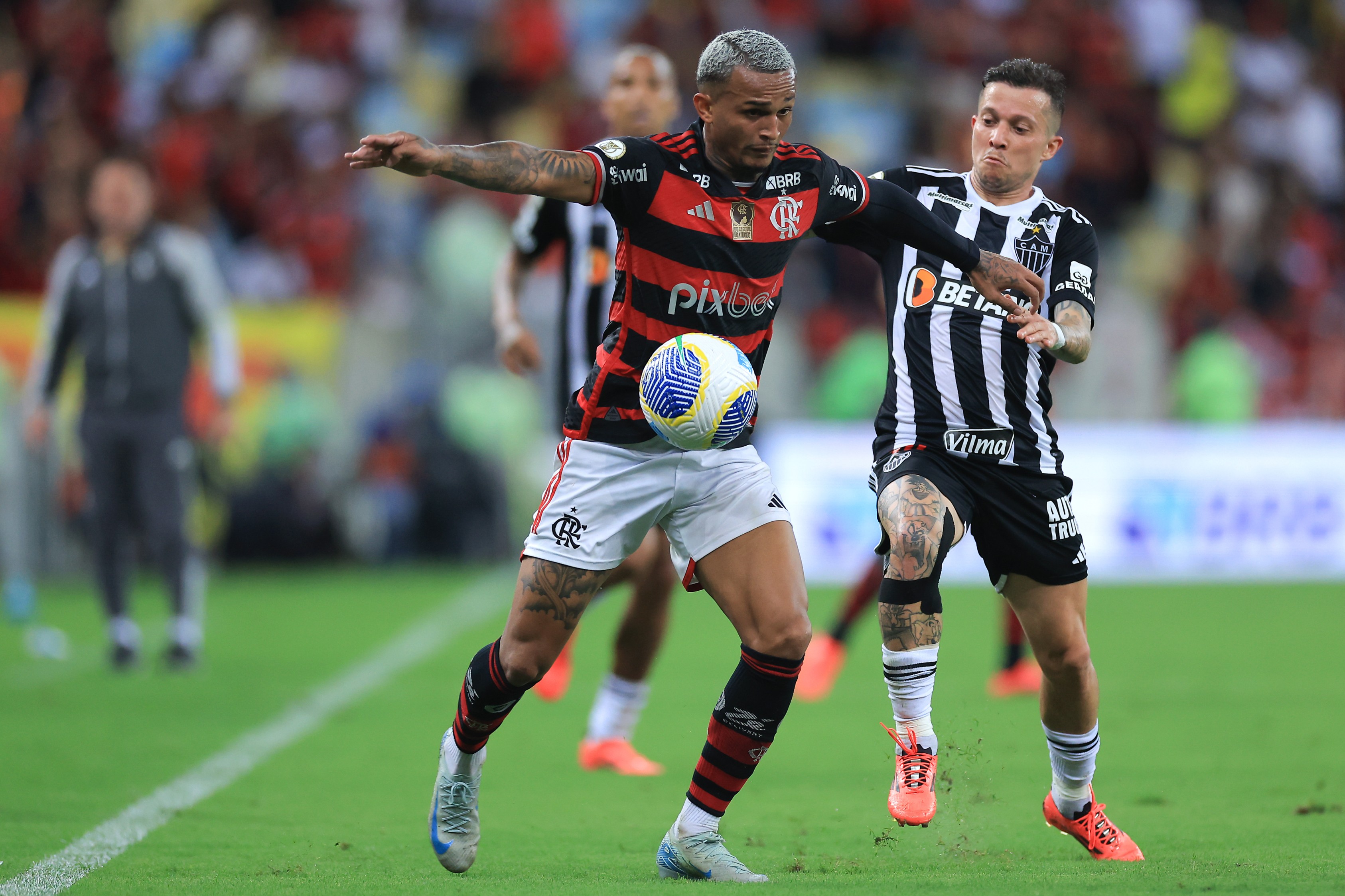 Wesley of Flamengo competes for the ball