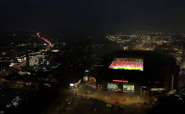 An areal view of Old Trafford