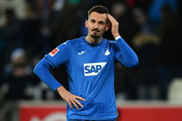Mergim Berisha of Hoffenheim looks dejected