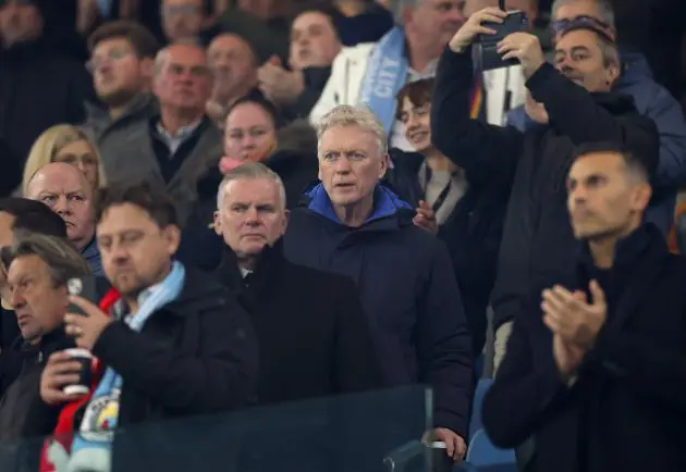 David Moyes is seen in attendance prior to the UEFA Champions League match between Manchester City and Feyenoord.