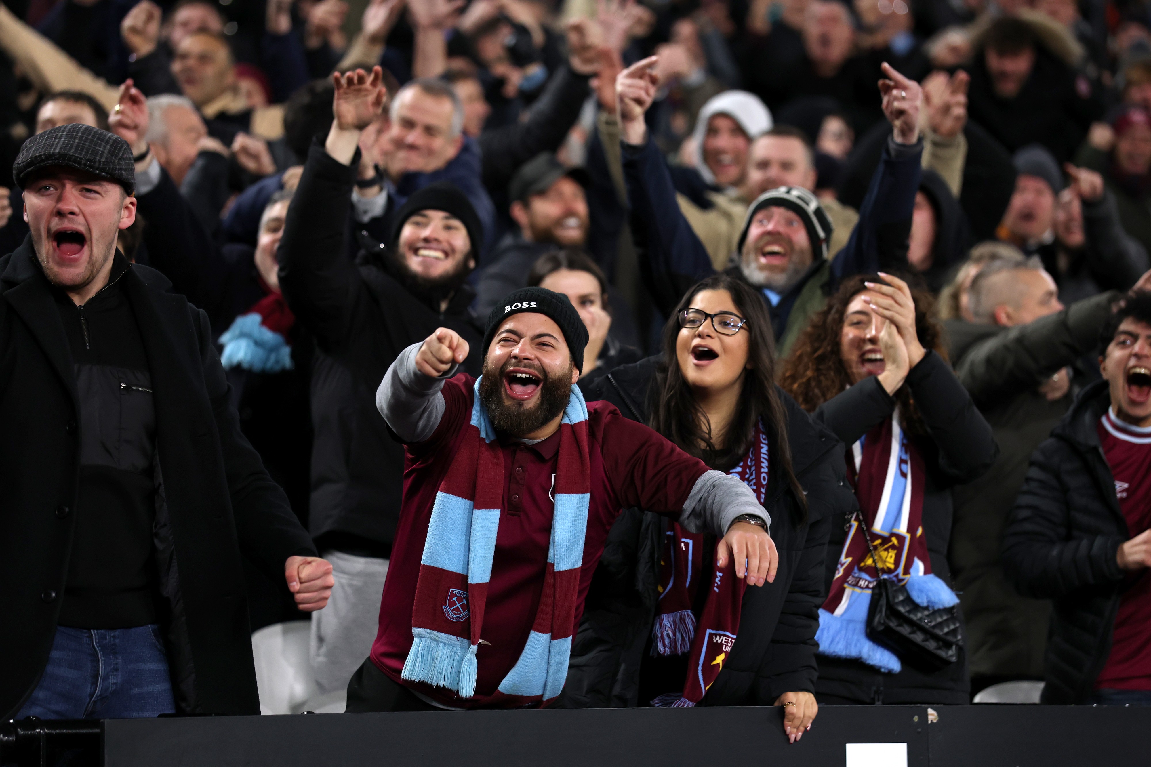 West Ham supporters gesture