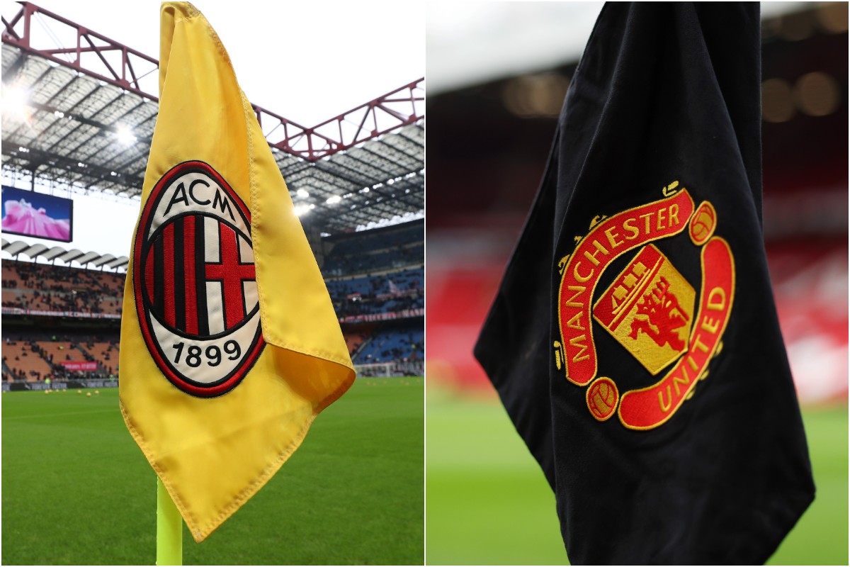 AC Milan and Manchester United flags