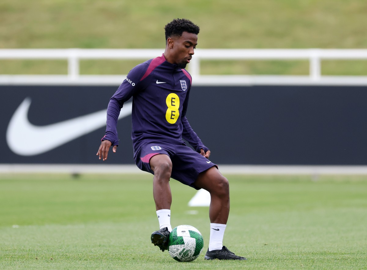 Angel Gomes in an England training session