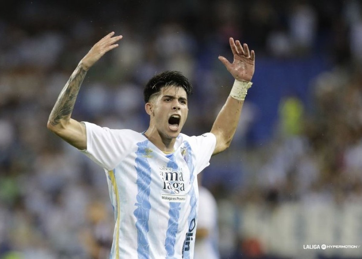 Antonio Cordero celebrates a goal for Malaga
