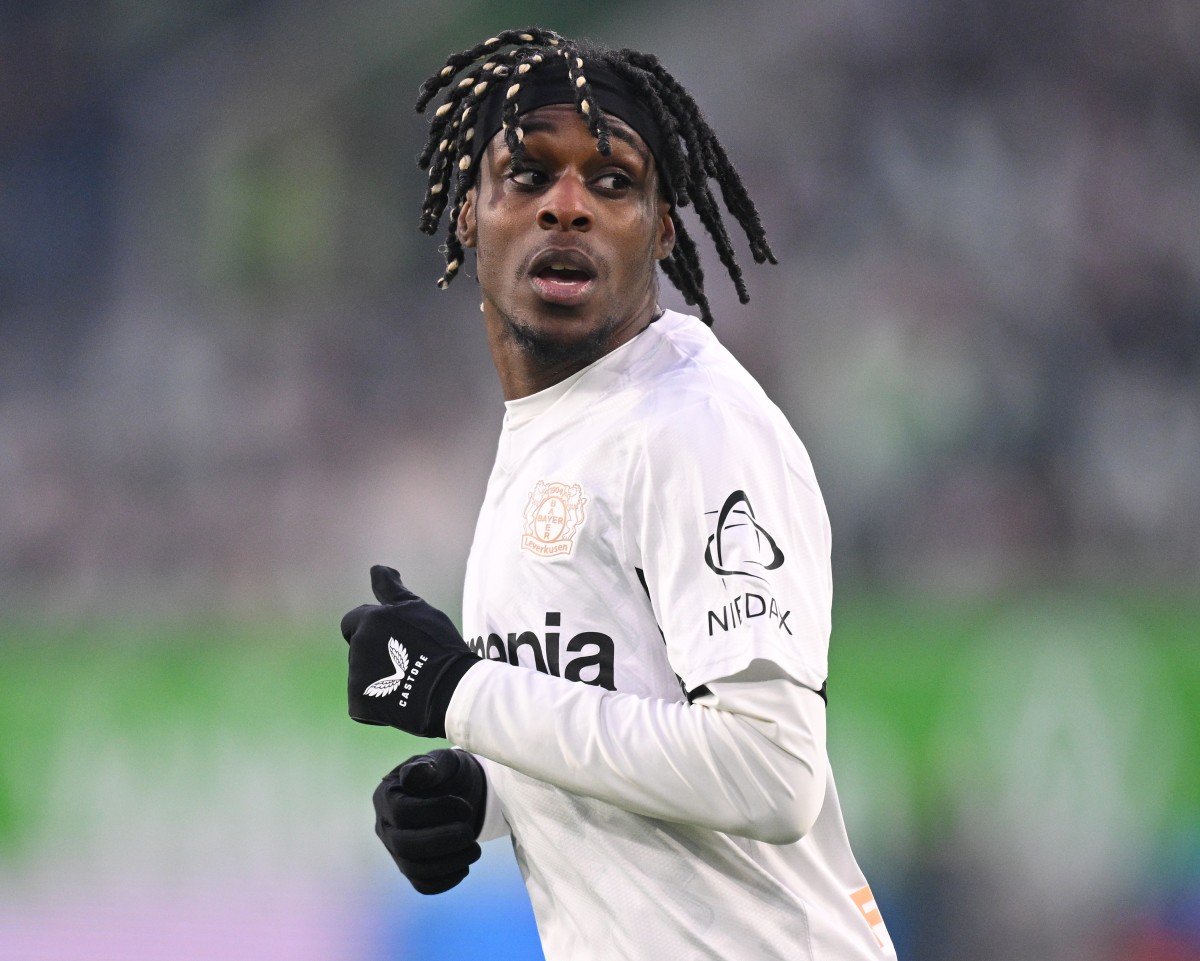 Jeremie Frimpong in action for Bayer Leverkusen