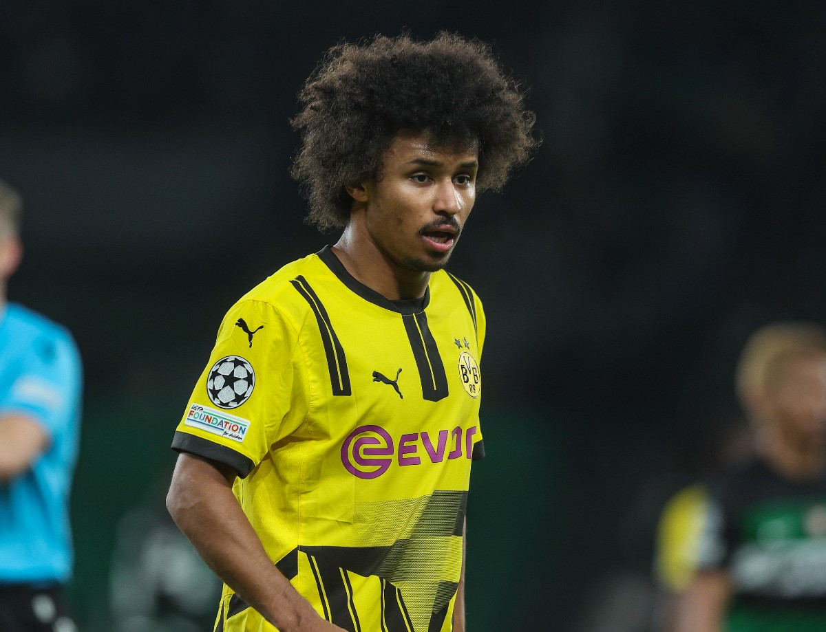 Karim Adeyemi in action for Dortmund against Sporting