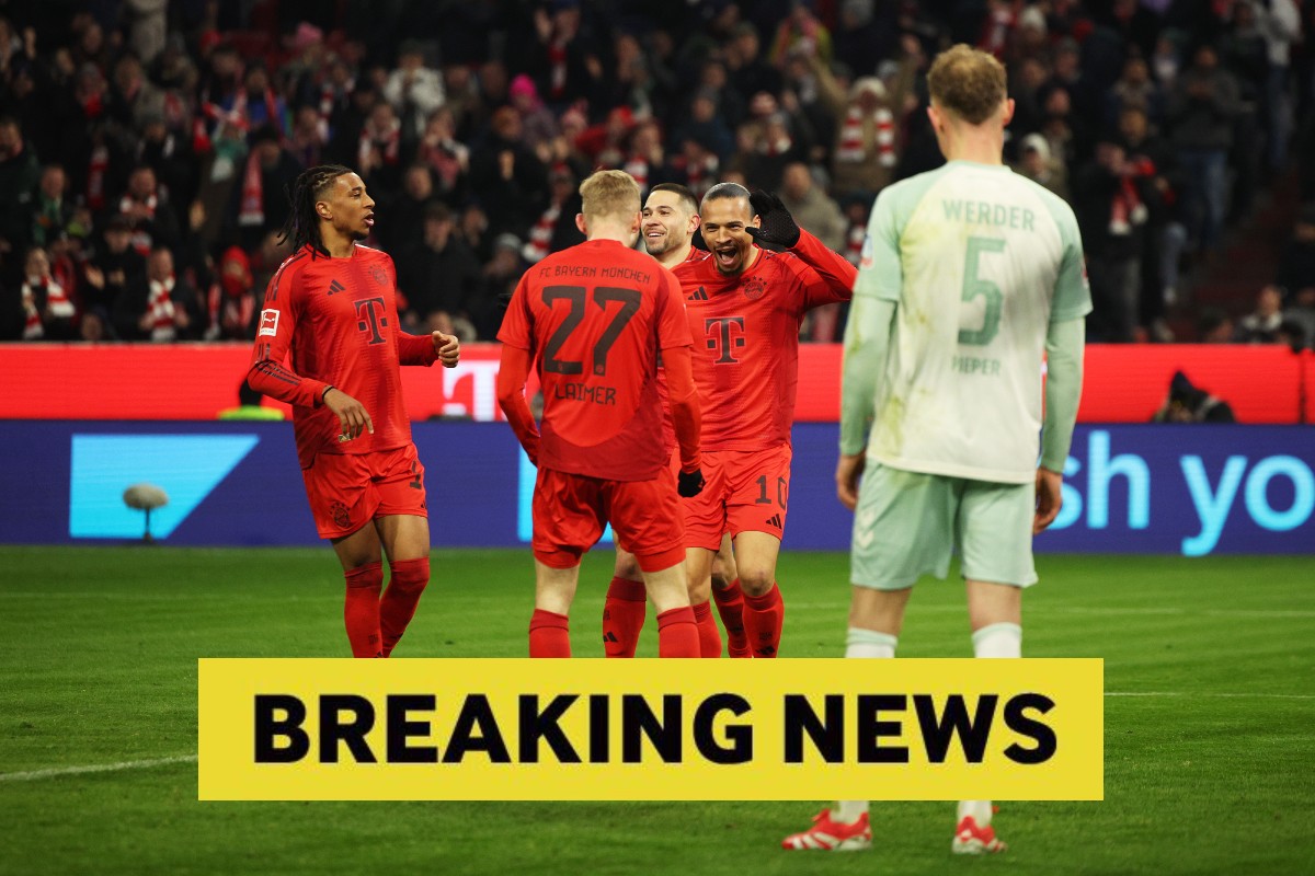 Leroy Sane celebrates with his Bayern Munich teammates