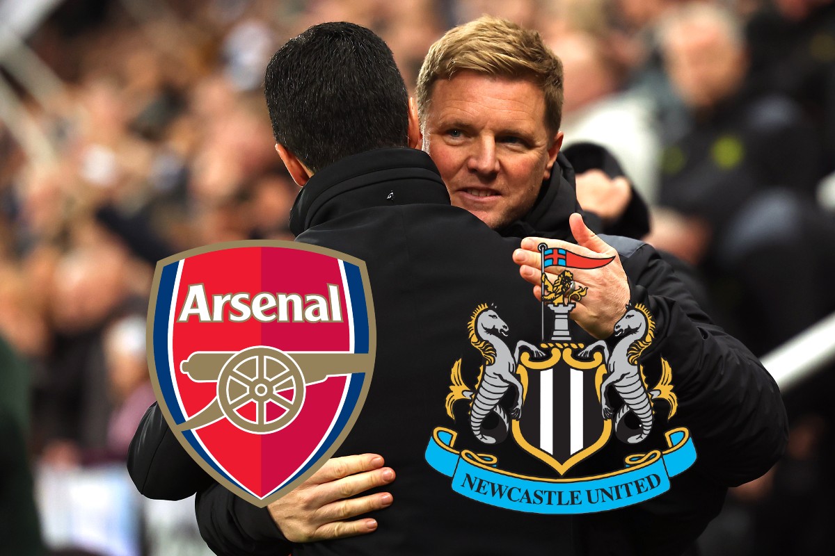 Mikel Arteta hugging Eddie Howe
