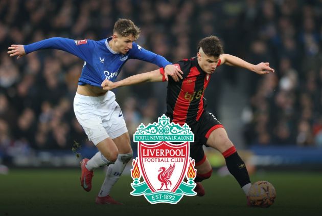 Milos Kerkez in action for Bournemouth against Everton