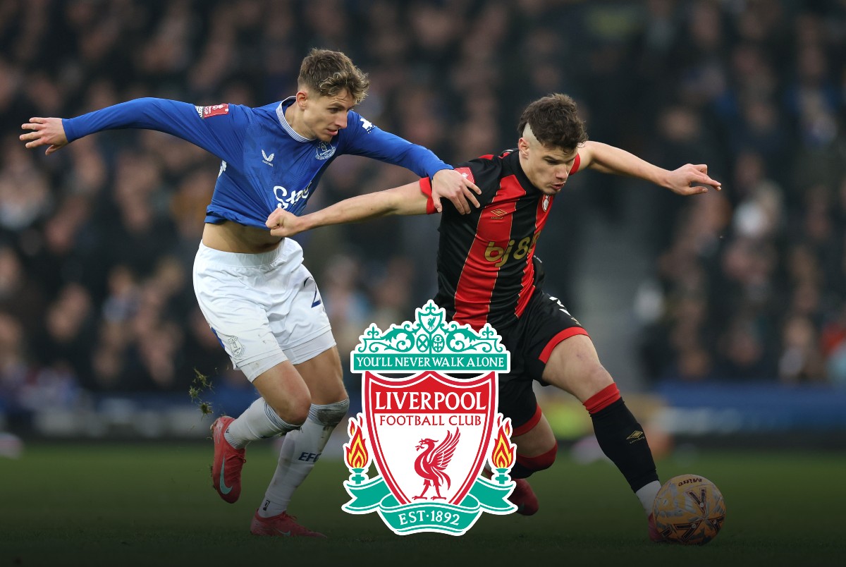 Milos Kerkez in action for Bournemouth against Everton