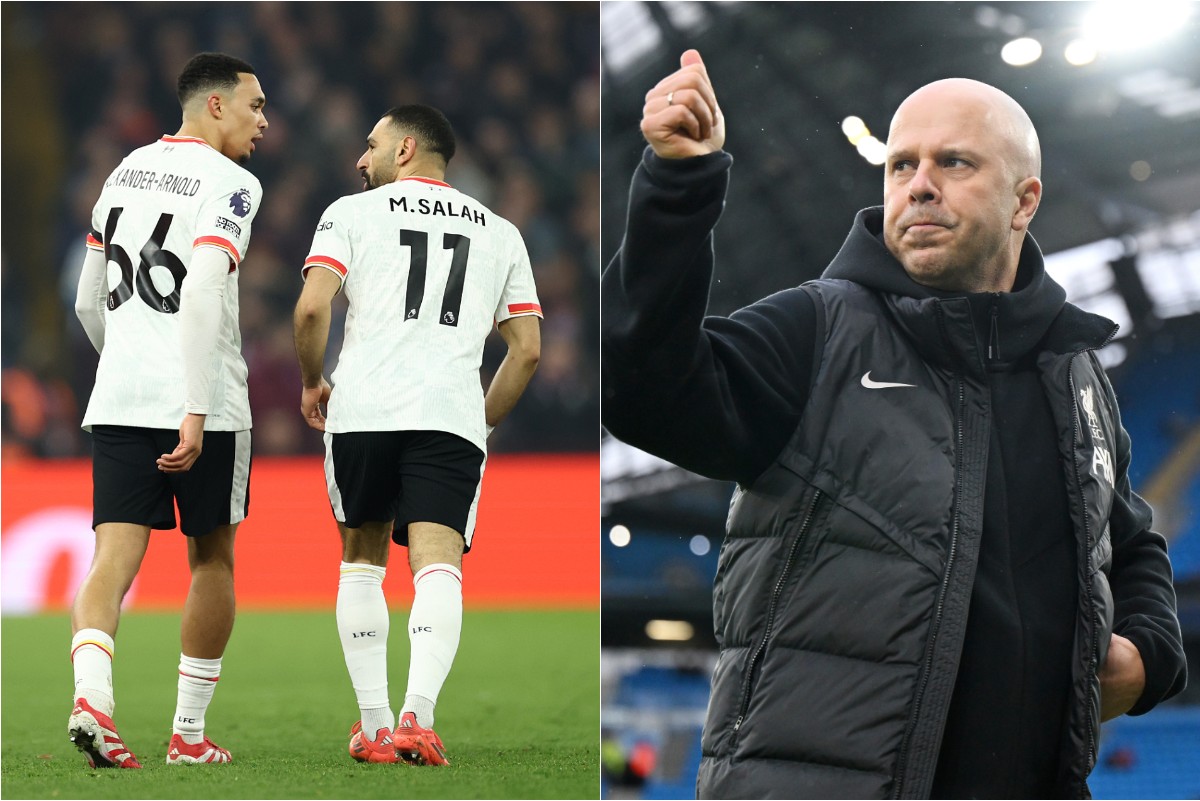 Trent Alexander-Arnold, Mohamed Salah, and Arne Slot
