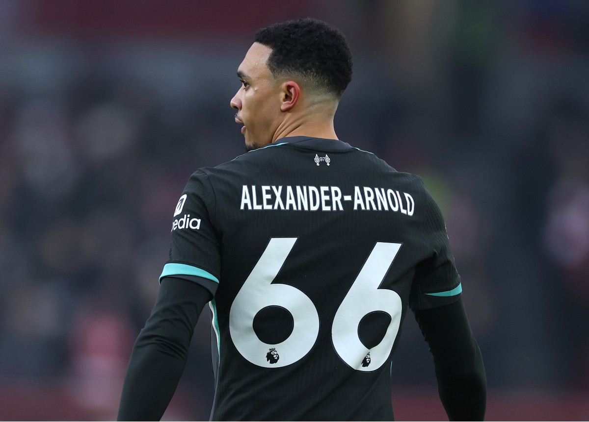 Trent Alexander-Arnold in action for Liverpool against Brentford
