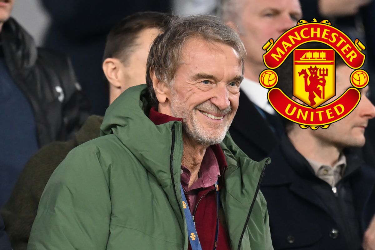 Sir Jim Ratcliffe smiles while in the crowd at Old Trafford