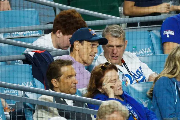 Michael Milken and Todd Boehly are seen during Game Two of the 2024 World Series