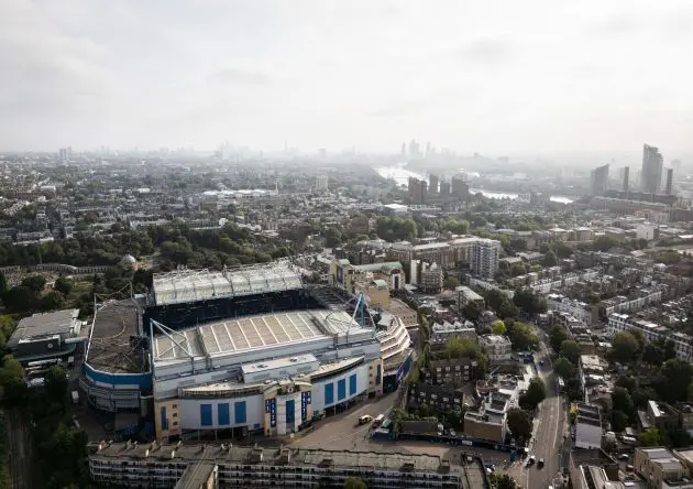 An aerial view of Stamford Bridge