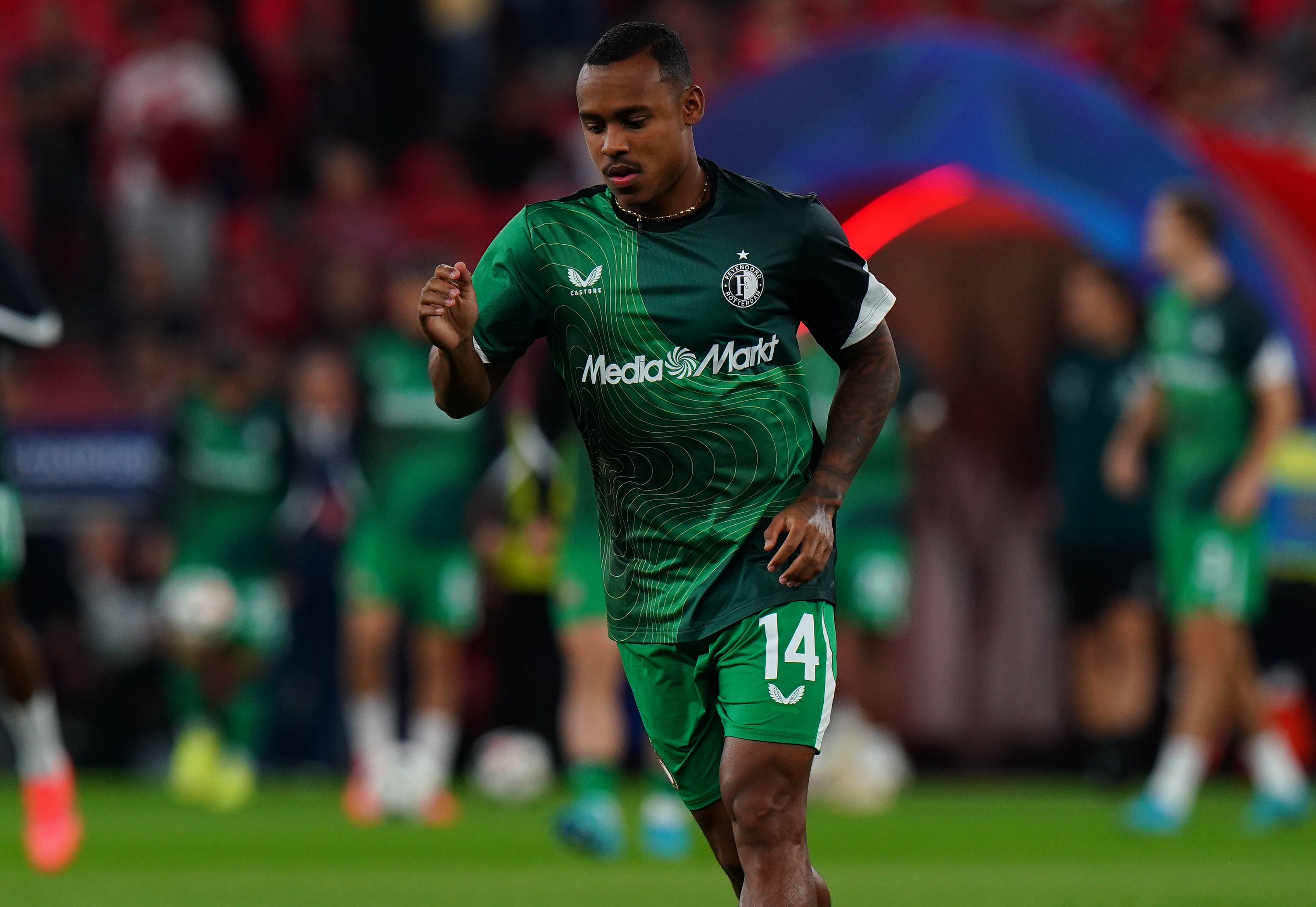 Igor Paixao of Feyenoord in action during the warm up