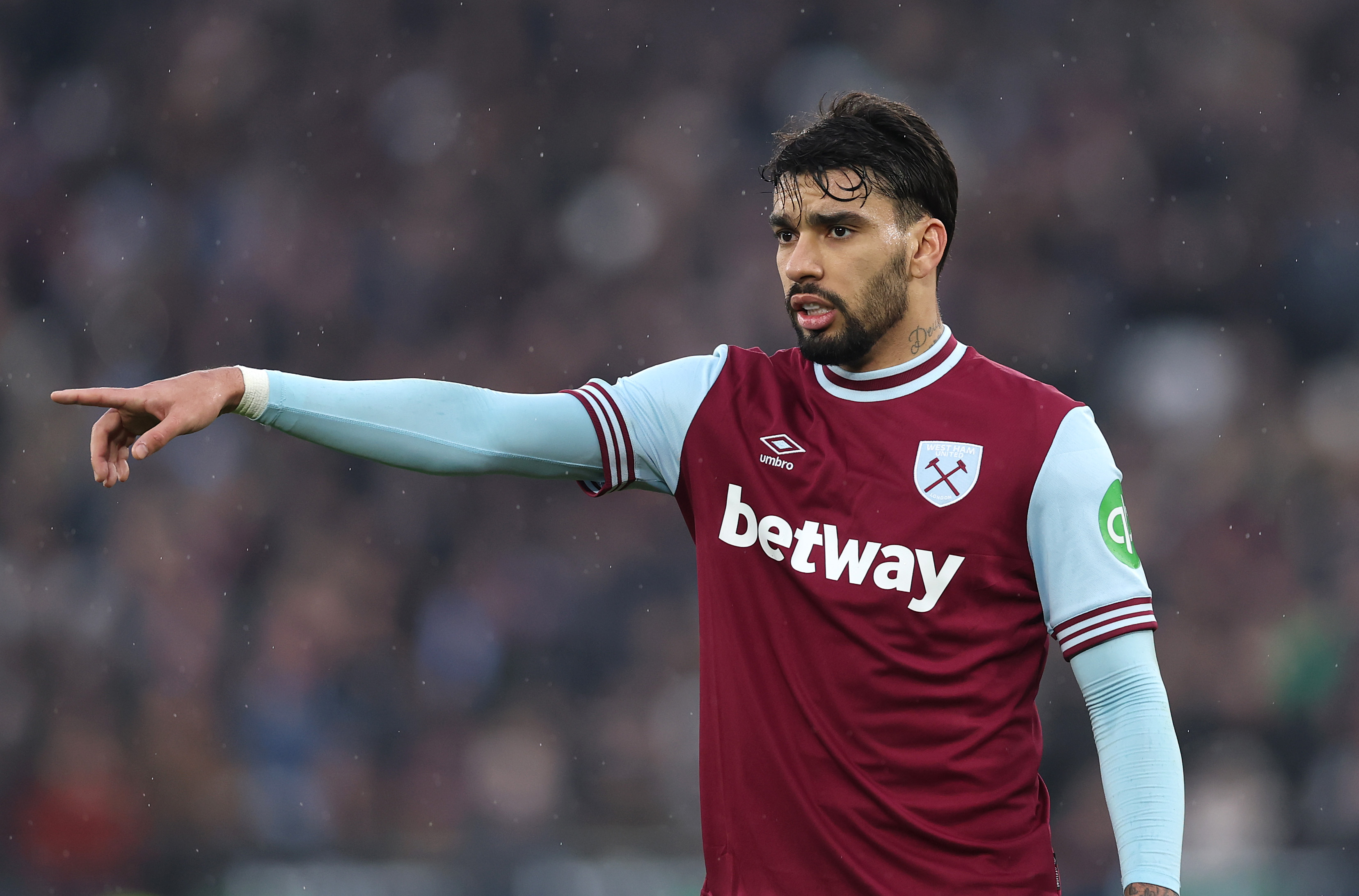 Lucas Paqueta of West Ham points instructions