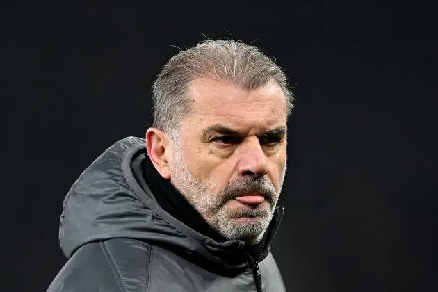 Ange Postecoglou, Manager of Tottenham Hotspur, looks on