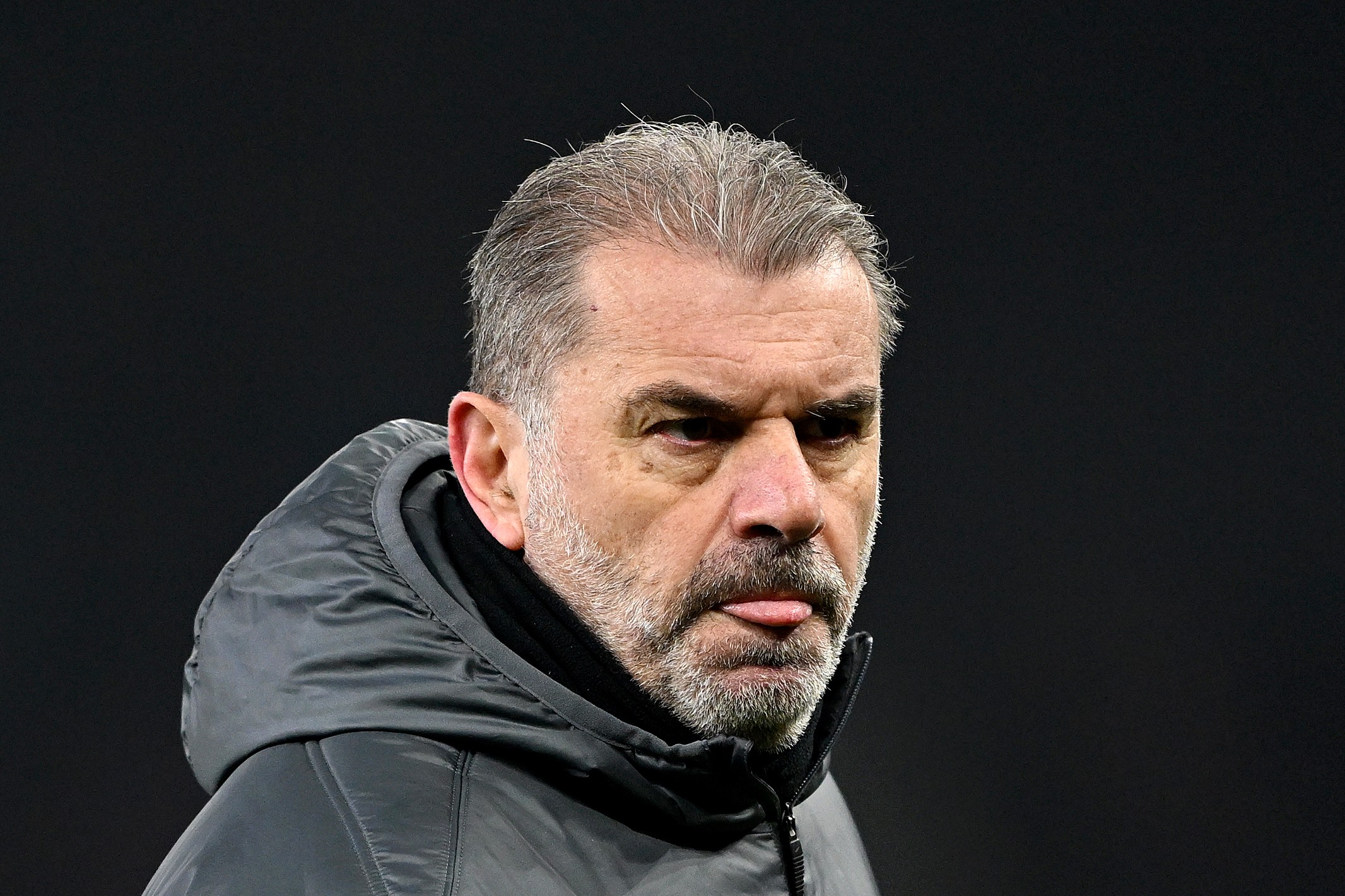 Ange Postecoglou, Manager of Tottenham Hotspur, looks on