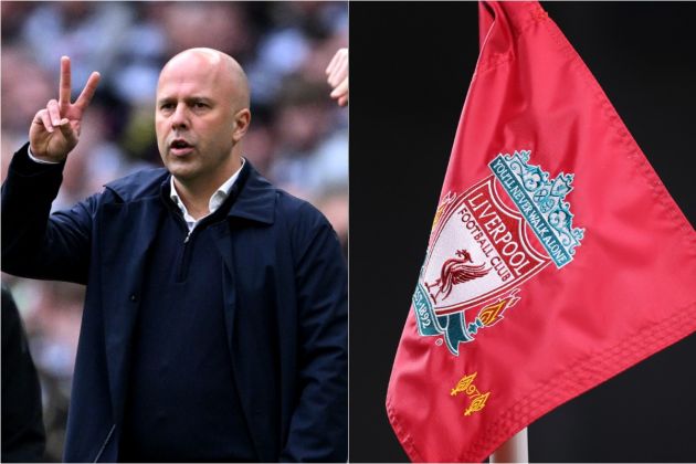 Arne Slot and a Liverpool FC corner flag