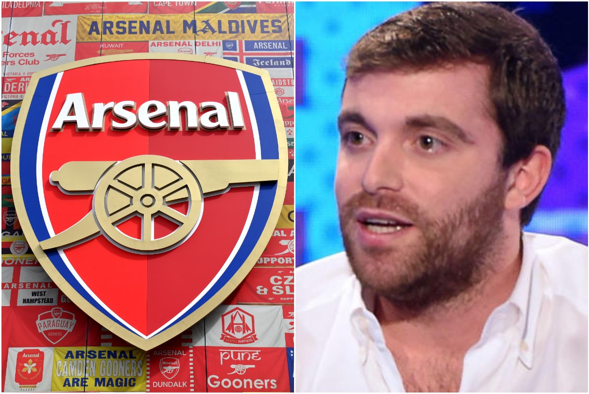 Arsenal FC logo and journalist Fabrizio Romano