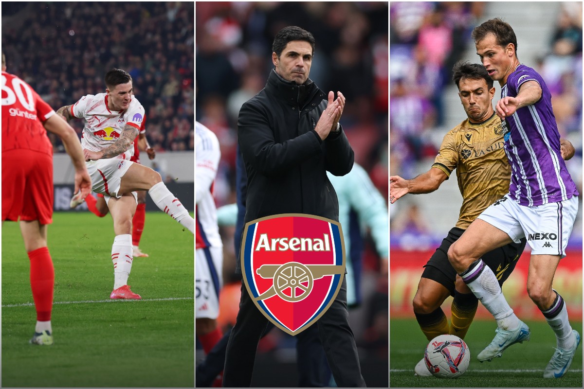 Benjamin Sesko, Mikel Arteta and Martin Zubimendi