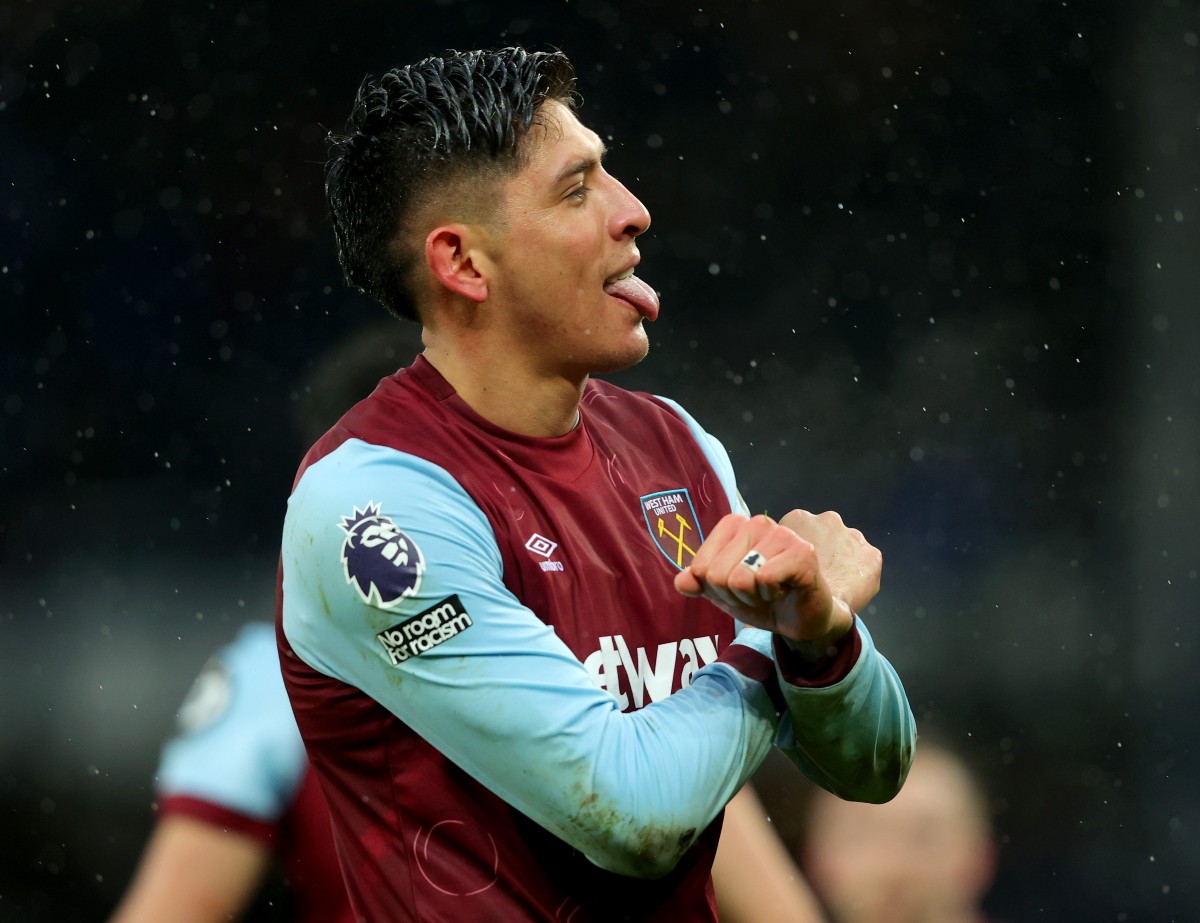 Edson Alvarez celebrates a goal for West Ham