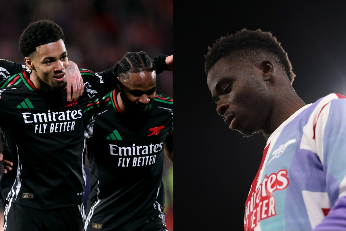 Ethan Nwaneri, Raheem Sterling and Bukayo Saka