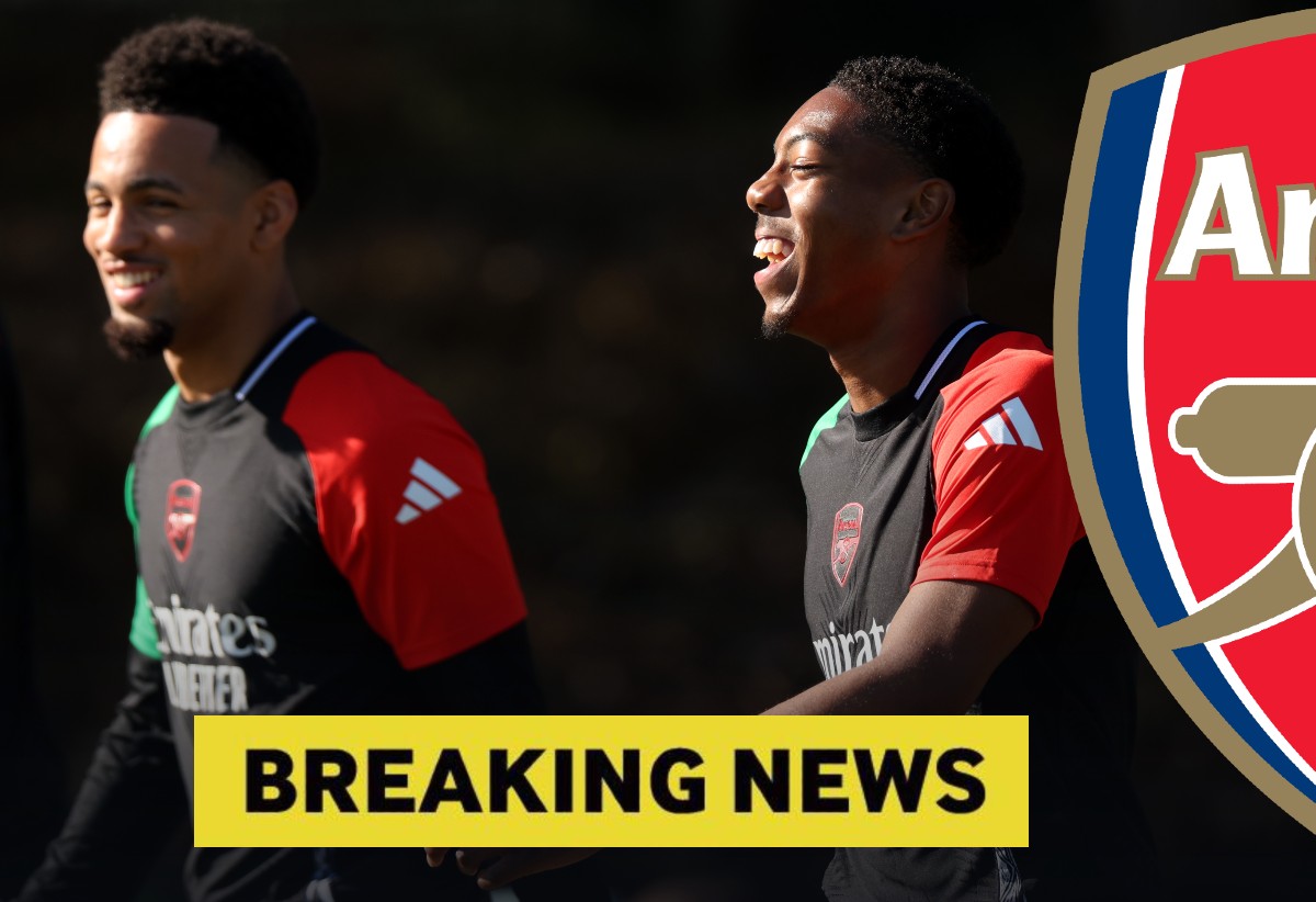 Ethan Nwaneri and Myles Lewis-Skelly in Arsenal training