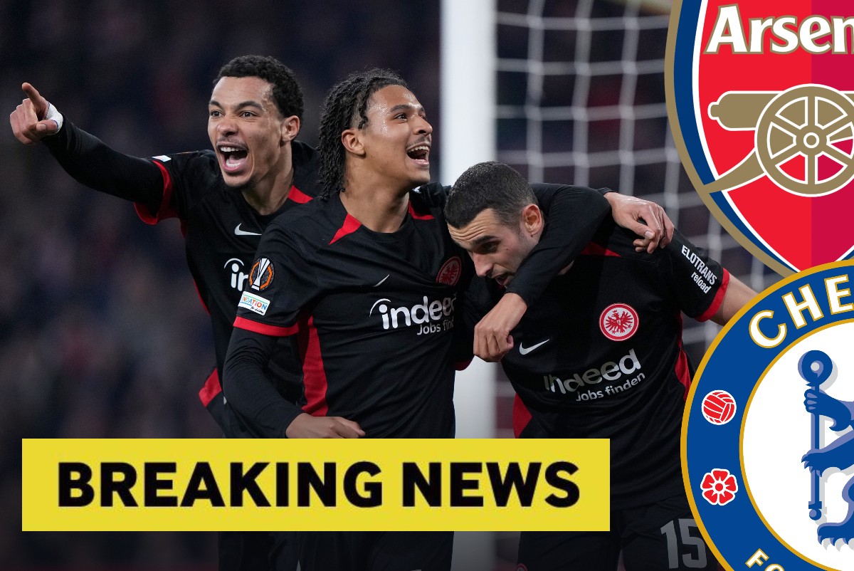 Hugo Ekitike celebrates with his Eintracht Frankfurt teammates
