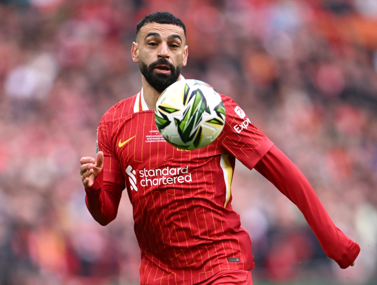Mohamed Salah in action for Liverpool against Newcastle in the Carabao Cup final