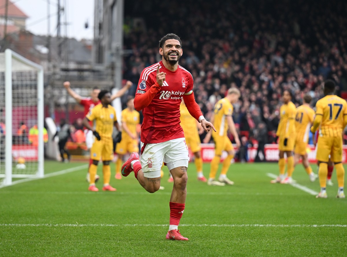 Morgan Gibbs-White celebrates a goal for Nottingham Forest