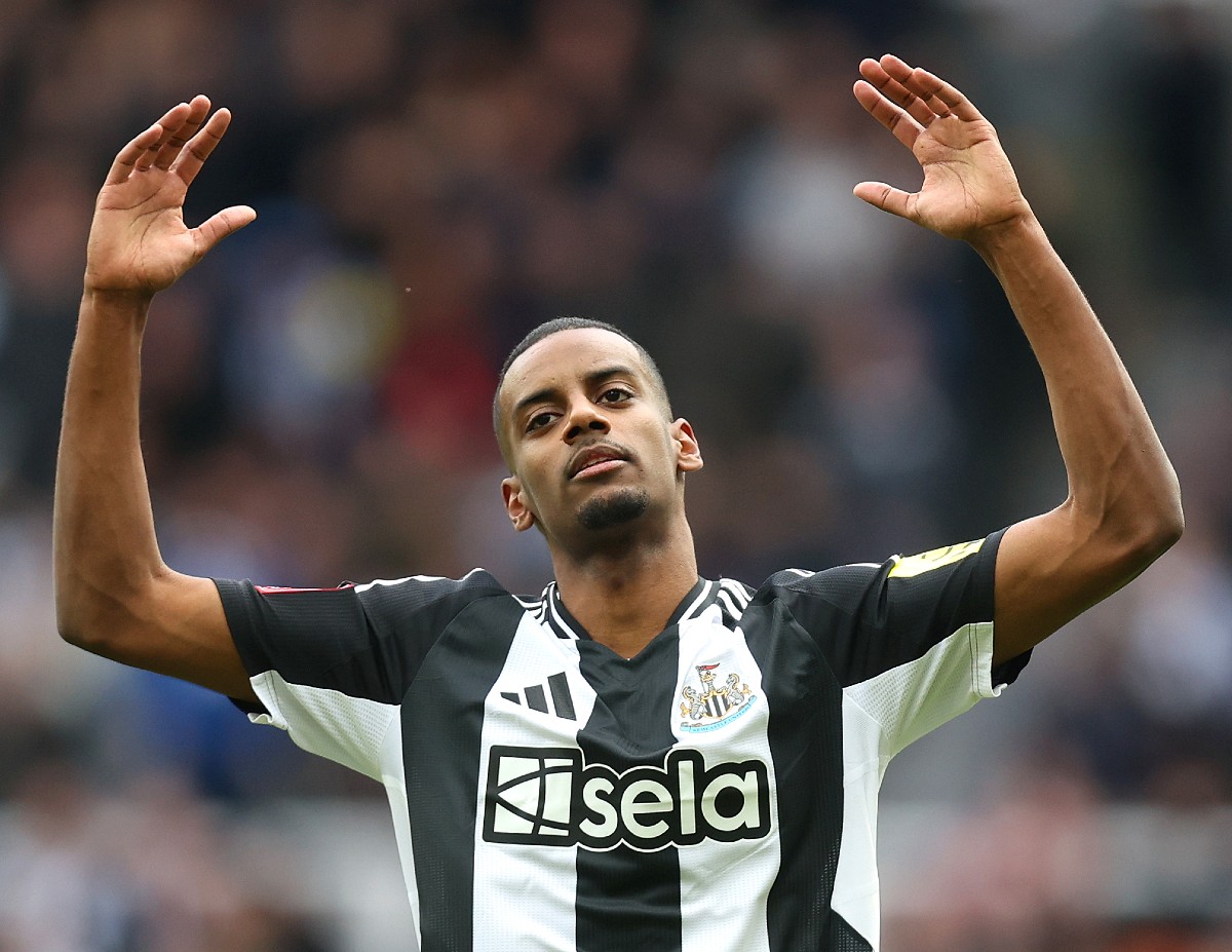Newcastle striker Alexander Isak celebrates a goal