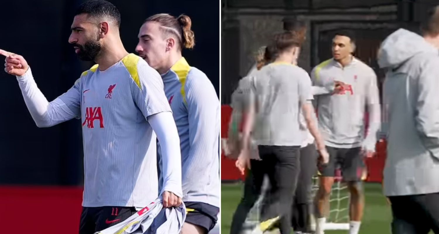 Liverpool's Mo Salah and Trent Alexander-Arnold involved in an apparent heated exchange