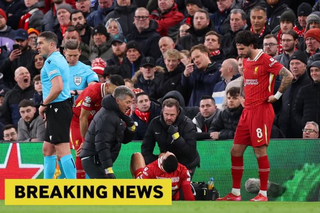 Trent Alexander-Arnold receiving treatment during Liverpool vs PSG