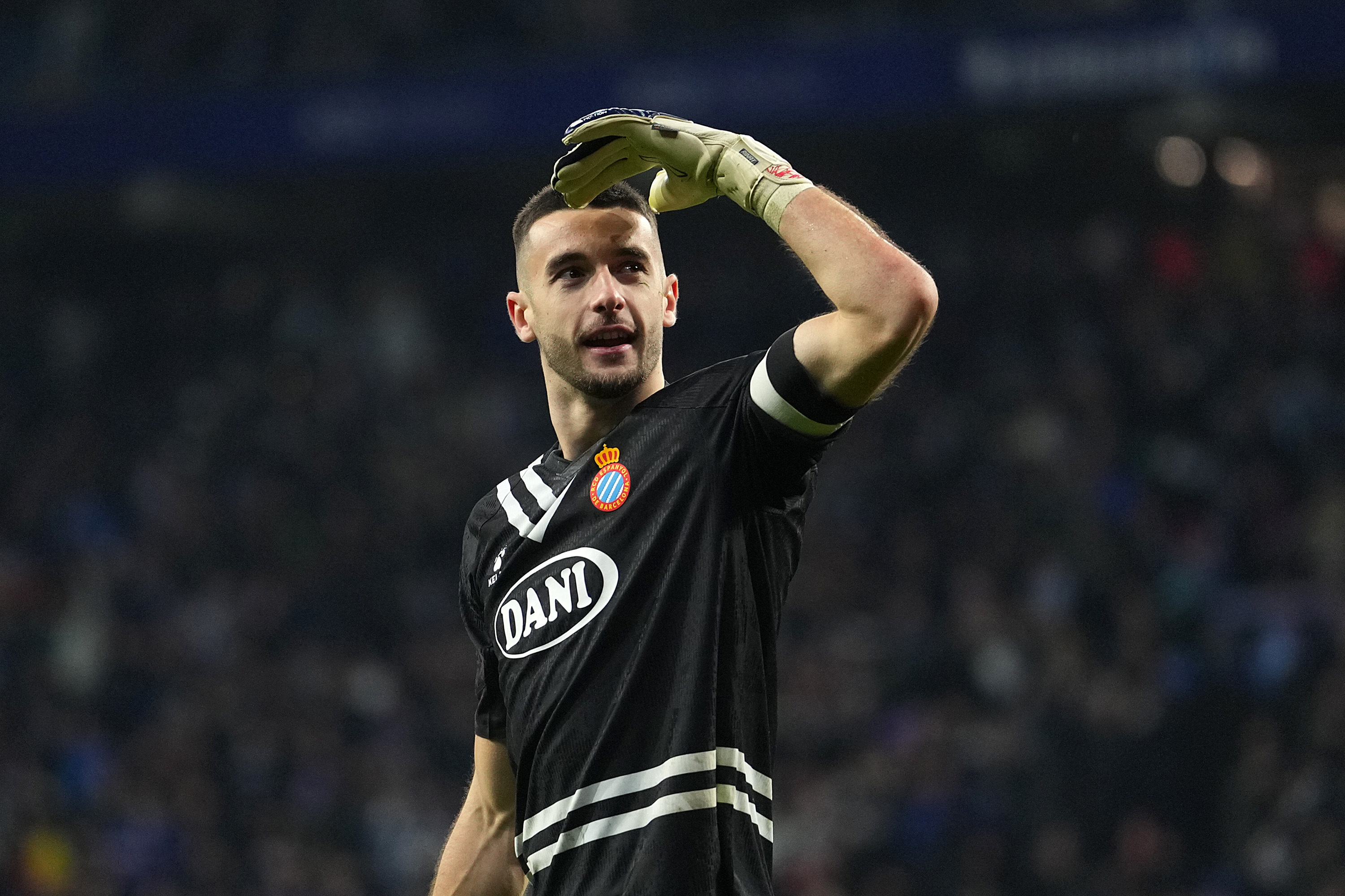 Joan Garcia of RCD Espanyol celebrates victory