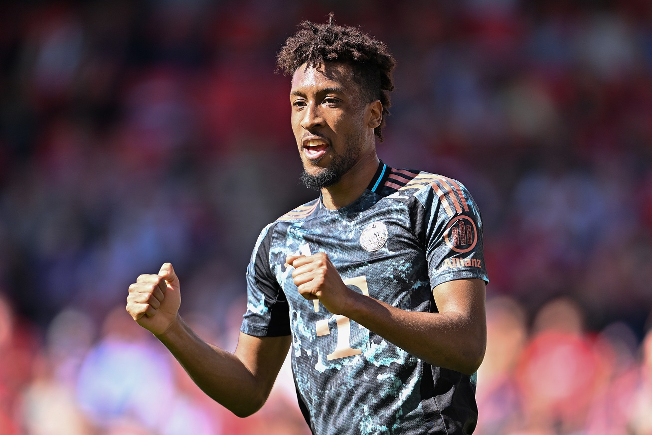 Kingsley Coman in action for Bayern Munich