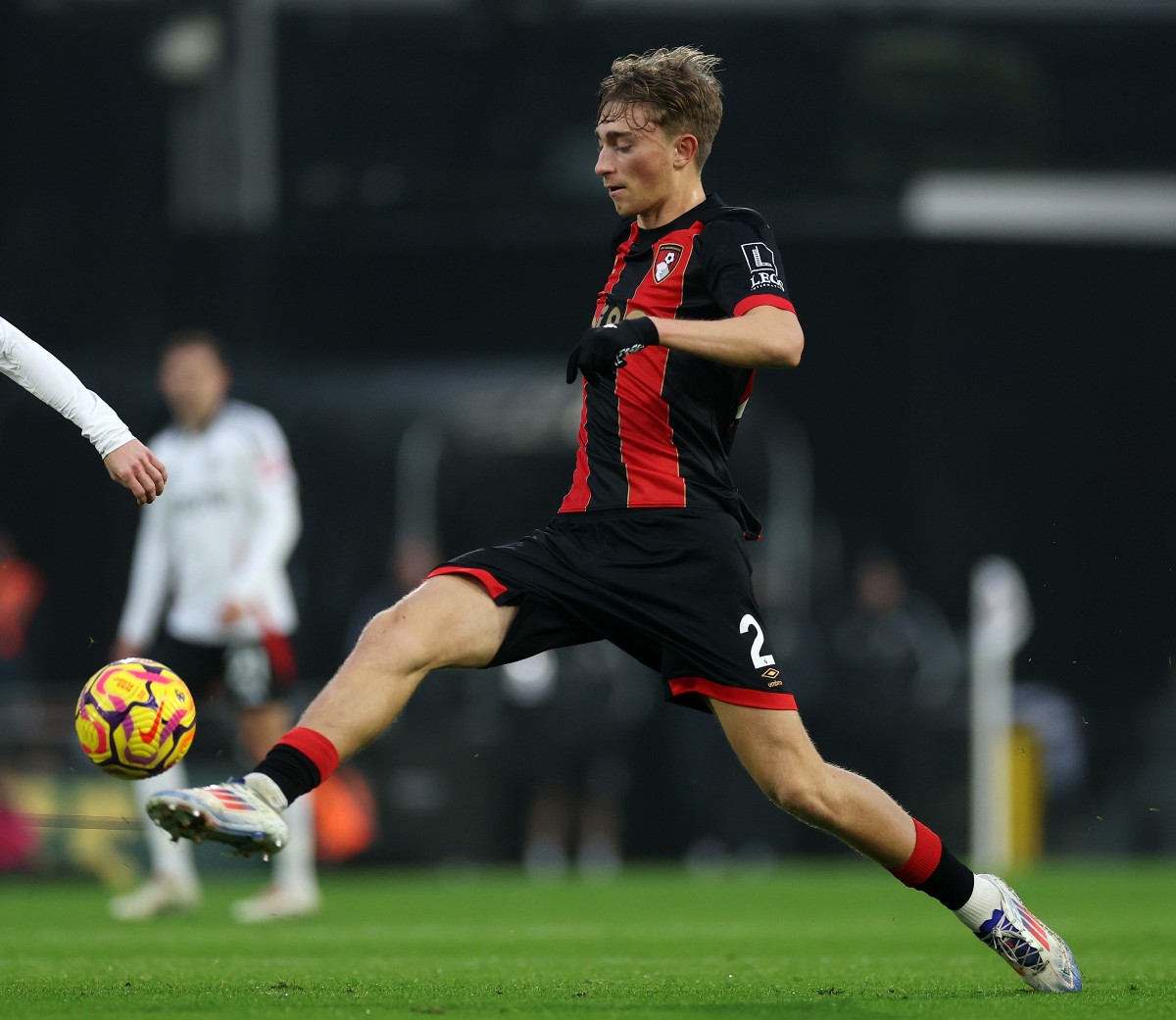 Bournemouth defender Dean Huijsen in action against Fulham