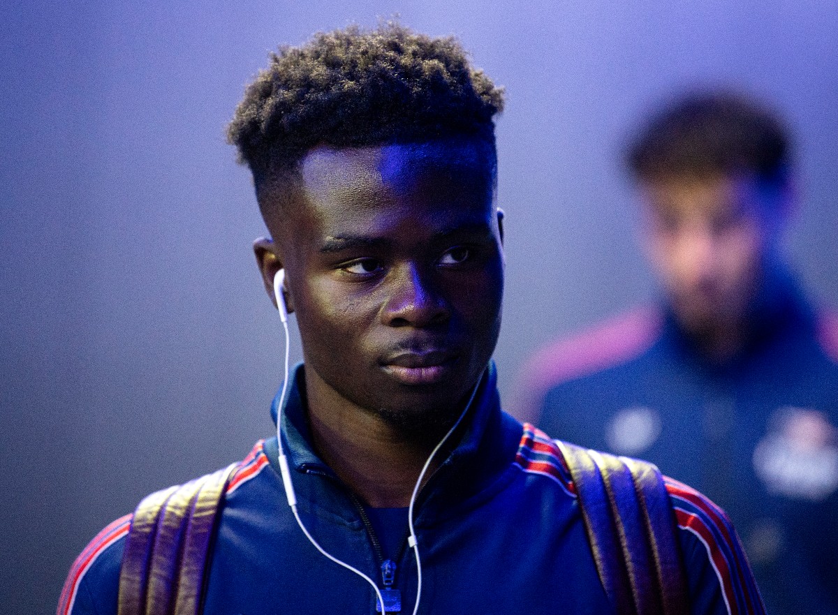 Bukayo Saka walking down the tunnel ahead of Ipswich Town vs Arsenal