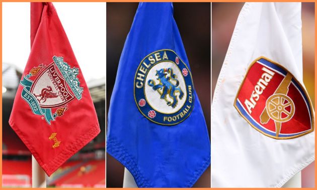 Liverpool, Chelsea and Arsenal flags